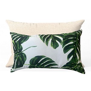 Kit 2 Capas de Almofada Retangular Baguete com Zíper - Costela de adão + Cru