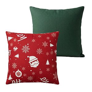 Kit 2 Capas De Almofada Natal Hoho + Linho Rustico Verde