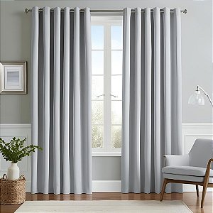 Cortina P/ Varão Blackout 70% Em Tecido - Cor Branco Gelo