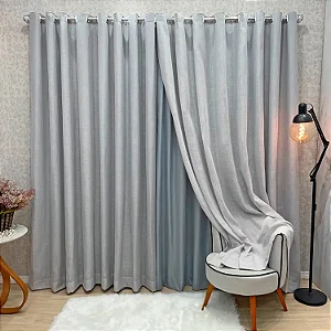 Cortina P/ Varão - Linho Gaze + Blackout 100% - 3,80 A x 3,00 L