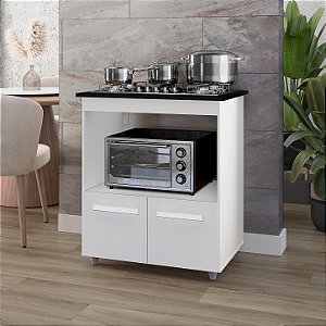Balcão Gabinete Branco Elisa Para Cooktop e Forno 5 Bocas - Moblis Móveis