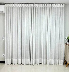 Cortina P/ Varão Wave - 1,60 A x 1,80 L - Linho gaze Off white + Microfibra