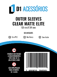 Outer Sleeves Clear Matte Elite 69mmx94mm - 60 Unidades - D1 Acessórios