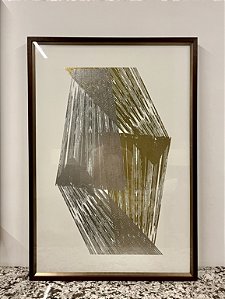 Quadro Abstrato com Vidro e Moldura 1.17x0.81-  Arte Própria (Apartamento Decorado)