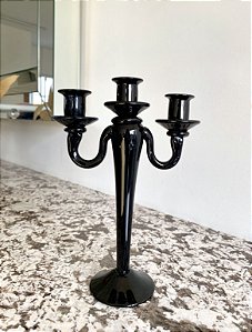 Candelabro em Vidro 3 Velas - Artesanal (Mostruário de Loja com Detalhe)