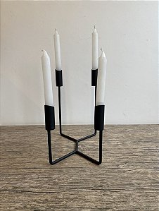 Candelabro em Ferro 4 Velas - Artesanal (Apartamento Decorado com Detalhe)