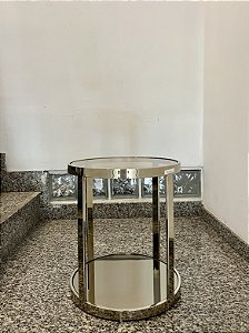Mesa Lateral Zac em Inox e Cristal - Breton (Mostruário de Loja)