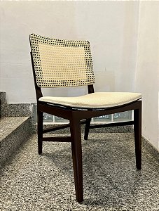 Cadeira Guilherme sem Braço em Palha e Linho - Breton (Mostruário de Loja)
