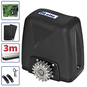 Kit Motor Portão Rossi DZ Atto Turbo 350Kg 1/5 Deslizante Automático de Correr Eletrônico Com Abertura Rápida + 3 Metros de Cremalheira