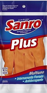 LUVA P/LIMPEZA SANRO PLUS LARANJA