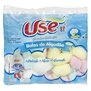 ALGODÃO EM BOLAS USE COLORIDO 20G  PRATICIDADE E ALEGRIA NA HIGIENE