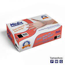 LUVA DE VINIL SAÚDE C/PO MEDIX M C/100