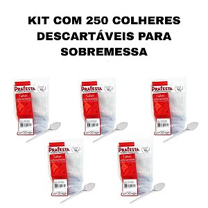 KIT COM 250 COLHERES DE SOBREMESA DESCARTAVEIS PRAFESTA - 5 PACOTES