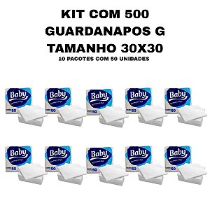 KIT COM 10 PACOTES DE GUARDANAPO BABY TAMANHO G 30X30