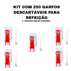 KIT 250 GARFOS REFEIÇÃO PRAFESTA - 5 PACOTES