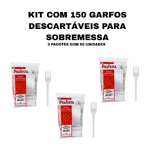 KIT 150 GARFOS SOBREMESA PRAFESTA - 3 PACOTES