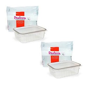 KIT COM 48 POTES RETANGULARES DE 1000ML PRAFESTA - 2 PACOTES