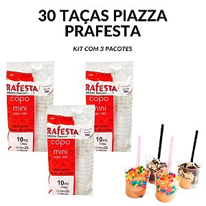 KIT COM 30 COPO MINI CRISTAL PRAFESTA 10ML - 3 PACOTES