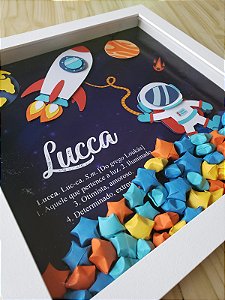 Quadrinho Astronauta com Estrelas - 28cm