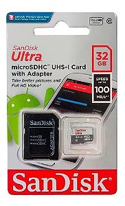 Cartão Memória Sandisk Ultra 32gb 100mb/s Classe 10 Microsd