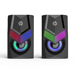 Caixa de Som HP Multimedia Speaker 2.0 DHE-6000, LED Dinâmico, Efeito Estéreo, Preto