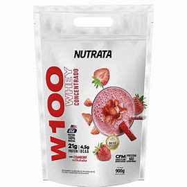 Whey Protein Nutrata W100 Morango - Refil 900g