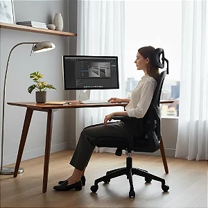 Cadeira Escritório Ergonômica Giratória Regulagem Altura