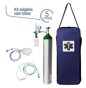 Kit Oxigênio Portátil 5 Litros Alumínio Com Bolsa Azul (Sem Carga)