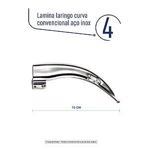 Lamina Laringo Curva Convencional Aço Inox 4