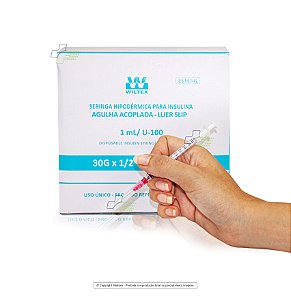Seringa De Insulina 1ML Com Agulha 8,0x0,30 CX 100 Unidades