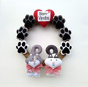 Guirlanda Patinhas Boas-vindas com 2 Pets