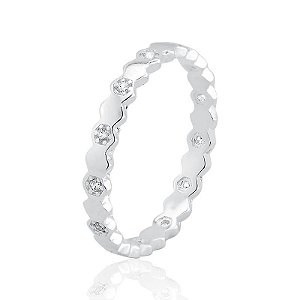 Anel geométrico de Prata 925 com pedras zircônia
