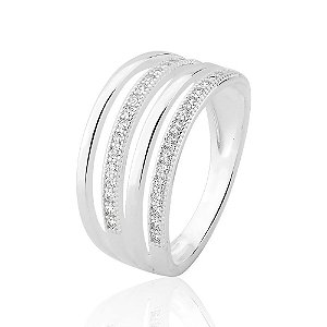 Anel de Prata 925 largo com detalhes em pedras zircônia