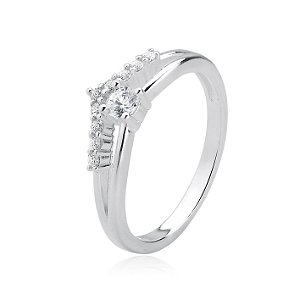 Anel de Prata 925 com detalhe central em pedra