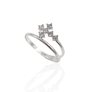 Anel de prata 925 joia com cruz cravejada