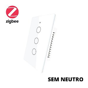 Interruptor Zigbee Branco Tuya 3 Teclas - Sem Neutro - Bivolt