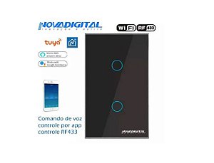 Interruptor Inteligente Nova Digital 2 Botões Wi-fi Preto
