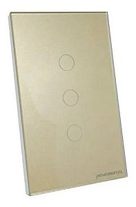 Interruptor Inteligente Nova Digital 3 Botões Wi-fi Dourado