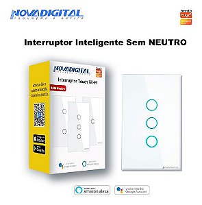 Interruptor Inteligente Nova Digital 3 Botões Wi-fi Branco Sem Neutro