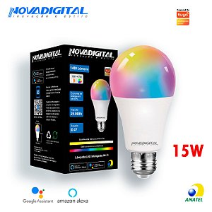 Lâmpada Inteligente Nova Digital Rgb Wifi 15w Alexa
