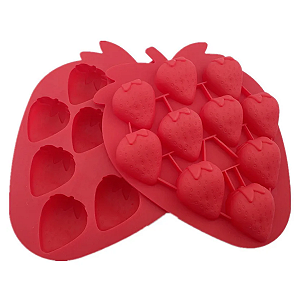 Forma Molde Bandeja Silicone Fruta Morango Gelo Confeitaria Velas Sabonetes 10 Unidades