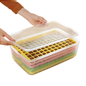 Pote Bandeja com Tampa Silicone 5 Formas Gelo Frutas Doces Chocolate