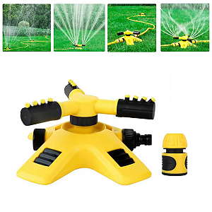 Irrigador Aspersor Sprinkler Regador Jardim Rotação Automática 360° com Conexão Engate Rápido