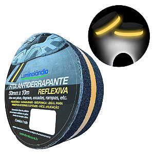 Fita Antiderrapante Reflete a Luz Piso Rampa Escada Lixa 50mm 10m Luminolândia