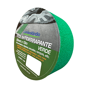 Fita Antiderrapante Verde Piso 50mm 10 Metros Luminolândia Adesiva