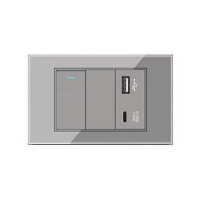 Interruptor Com Usb E Tipo C Painel Vidro 4x2