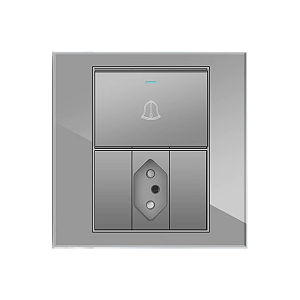 Pulsador de Campainha com Tomada Painel de Vidro 4x4