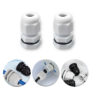 Kit 2 Conector Conexão Prensa Cabos PG7 M12 Nylon IP67 Vedado Caixa de Passagem Painéis Elétricos