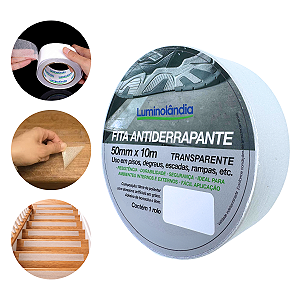 Rolo Fita Antiderrapante Transparente 10 Metros 50mm Adesiva Alta Aderência Invisível Resistênte