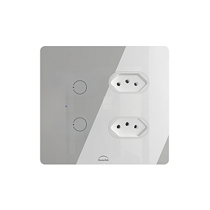 Interruptor 2 Botões Com 2 Tomadas